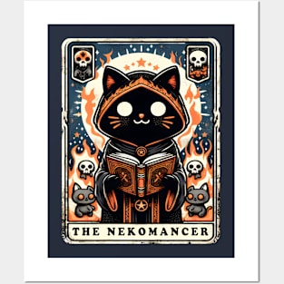 The Nekomancer Funny Necromancer Cat Anime Tarot Card Pun Posters and Art